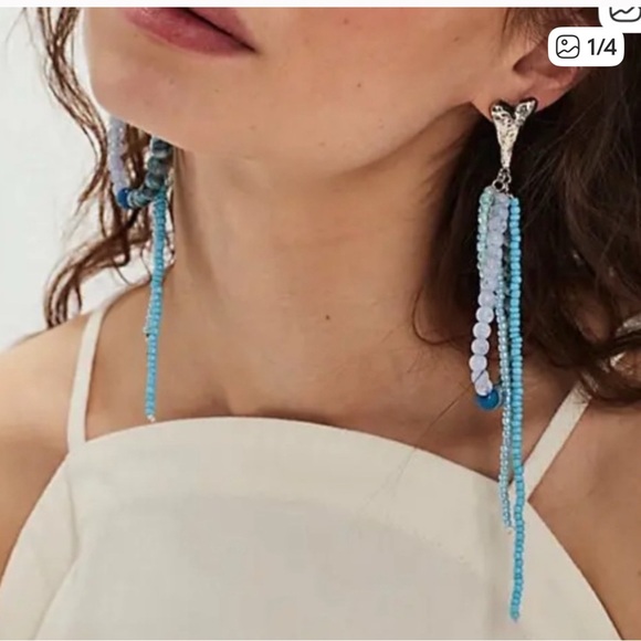 Free People Reese Dangle Earrings. NWT. Tangerine/gold - Picture 3 of 4